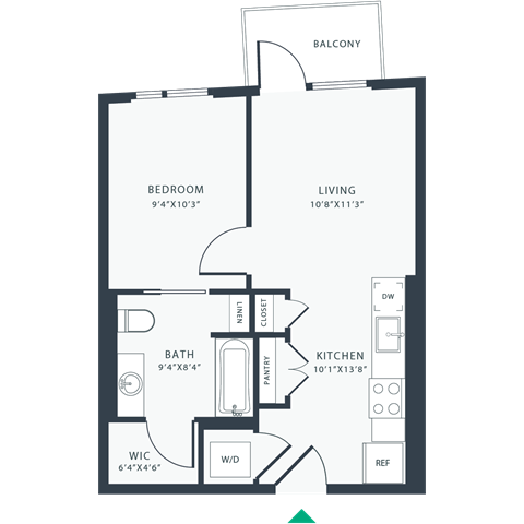 a floor plan of a unit with a bedroom and a living room